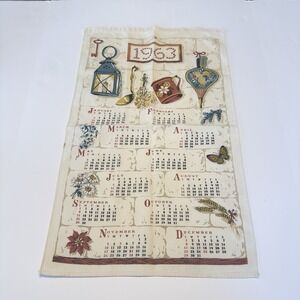 Vintage Collectible Calendar Towel 1963 Country‎ Style 15"x25"Farmhouse